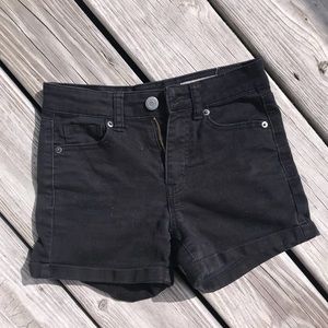 High Waisted Black Canvas Shorts